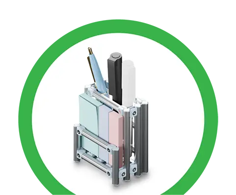 DIYで組立てて実際に使用できるペン付箋立て