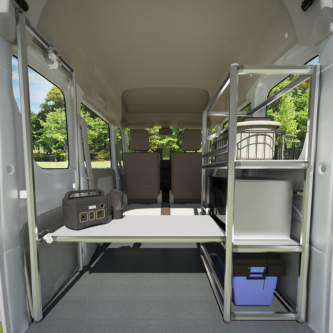 車用棚＆折りたたみ机（スズキ・エブリイ）